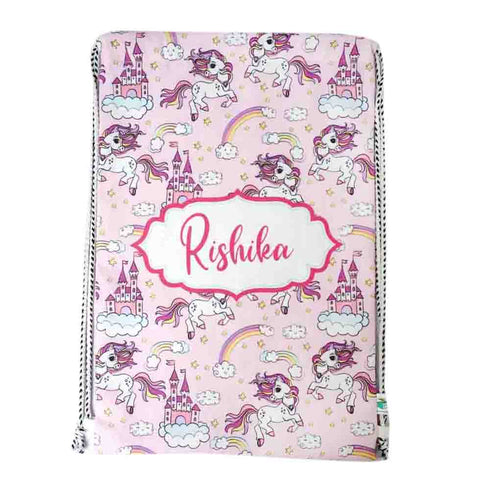 Personalised Unicorns Printed Kids Drawstring Bag