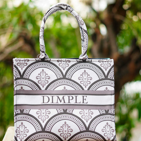 Customized Ethnic Motifs Printed Brown Handheld Box Bag - Uncommongifts.in