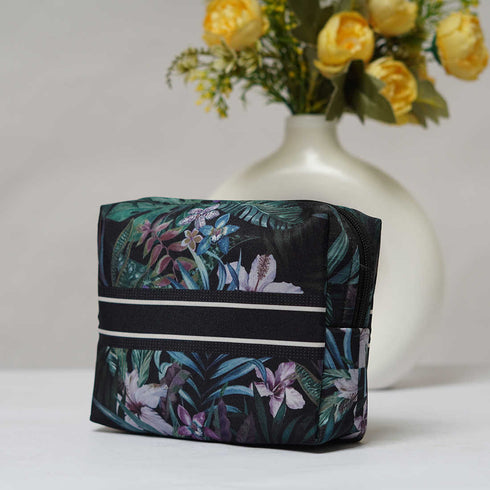 Flower & Leaves Printed Box Pouch - Uncommongifts.in