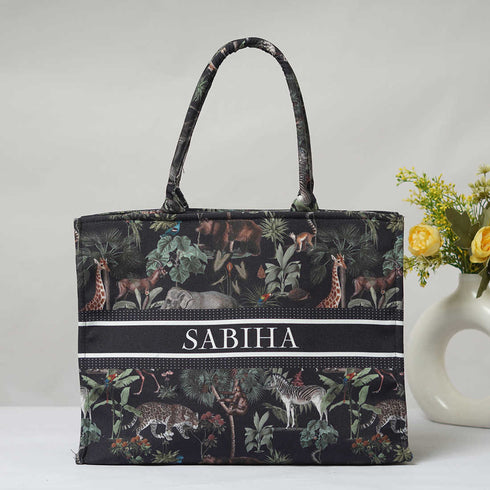 Customized Jungle Theme Box Tote Bag - Uncommongifts.in