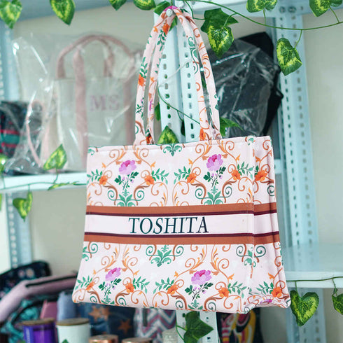 Customized Floral Box Tote Bag - Uncommongifts.in