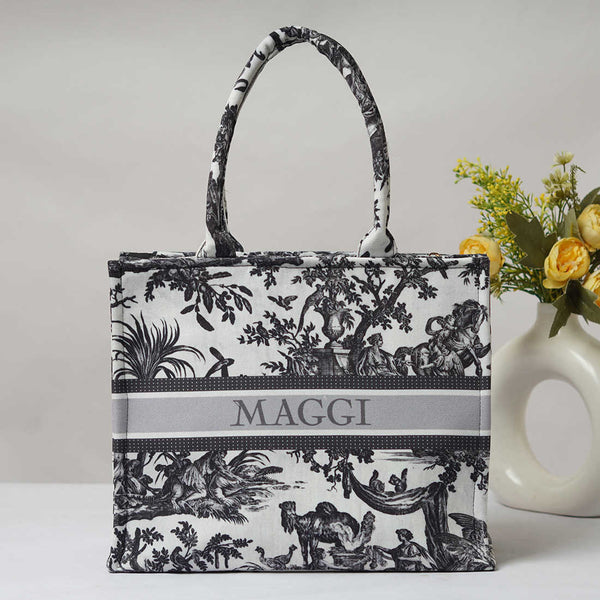 Customized Floral Printed Green Handheld Box Bag - Uncommongifts.in