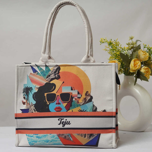 Personalised Girl Printed Box Tote Bag - Uncommongifts.in