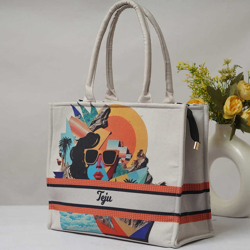 Personalised Girl Printed Box Tote Bag - Uncommongifts.in