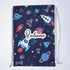Personalised Black Printed Kids Drawstring Bag