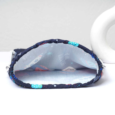 Personalised Black Printed Kids Drawstring Bag