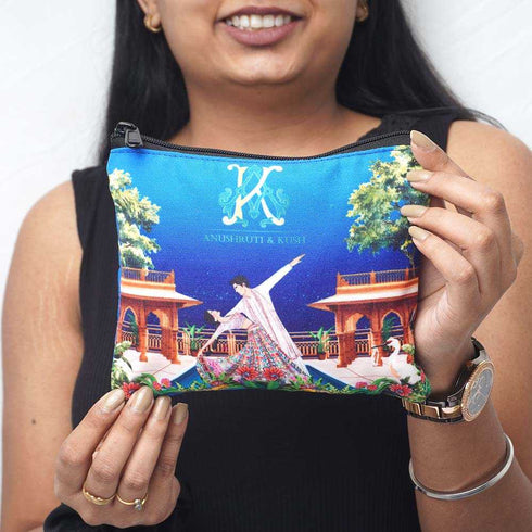 Blue Floral Printed Personalised Wet Pouch
