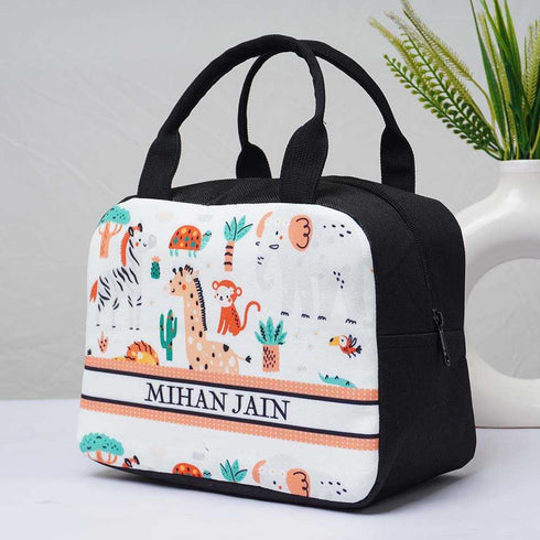Personalised Animals Printed Kids Lunch Bag With Handle