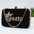 Black Embroidered Customized Clutch with Name
