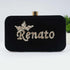 Black Embroidered Customized Clutch with Name