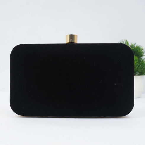 Black Embroidered Customized Clutch with Name