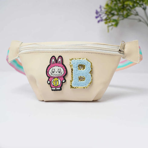 Personalized PU Pouch with Patch and Initial Letter for Kids