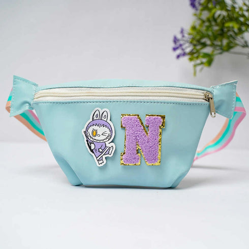 Personalized PU Pouch with Patch and Initial Letter for Kids
