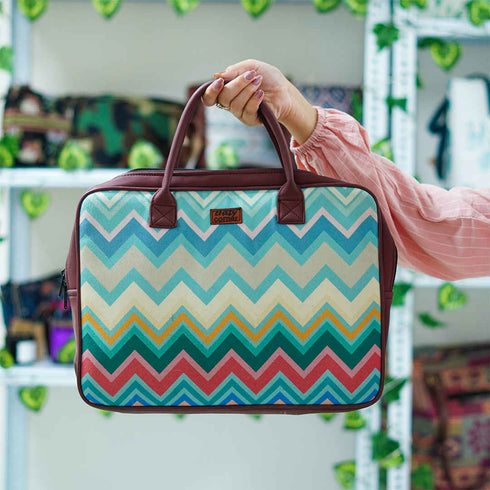 Printed Canvas and PU Laptop Bag Fit 15.6 Inch Laptop - Uncommongifts.in