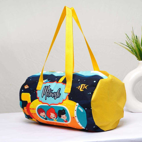 Personalised Yellow Printed Kids Duffle Bag