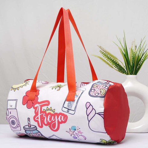 Personalised Red Printed Kids Duffle Bag