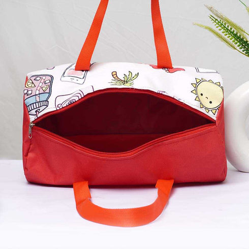 Personalised Red Printed Kids Duffle Bag