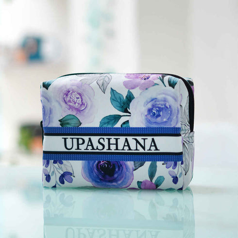 Personalised Purple Floral Box Pouch - Uncommongifts.in