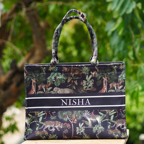 Customized Jungle Theme Box Tote Bag - Uncommongifts.in