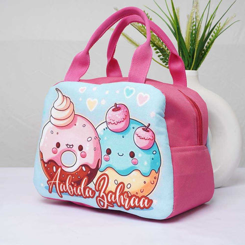 Personalised Donut Printed Kids Lunch Bag With Handle