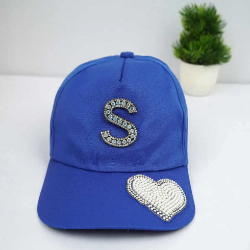 Personalised Kids Caps With Patch and Initial Letter - Blue