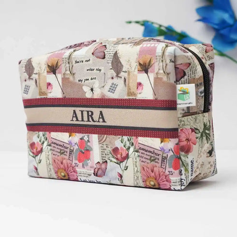 Personalized Floral Printed Box Pouch for Women