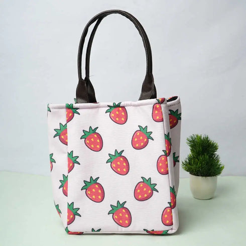 Personalised Strawberry Canvas Printed Lunch Bag