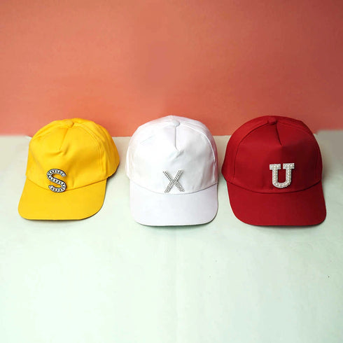 Personalised Caps with Initial Letter - White