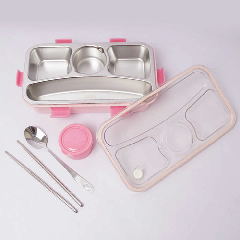 Personalized Stainless Steel Lunch Box for Kids - Pink