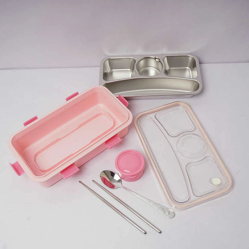 Personalized Stainless Steel Lunch Box for Kids - Pink