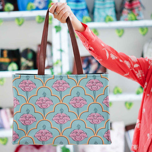 Floral Printed Canvas Shoulder Bag Handbag - Uncommongifts.in
