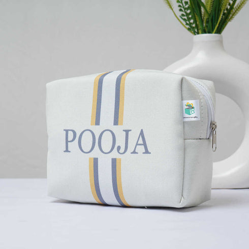 Personalised White Strap Printed Box Pouch