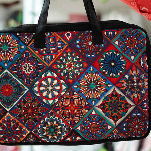 Multicolored Printed Canvas Laptop Bag Fit 15.6 Inch Laptop - Uncommongifts.in