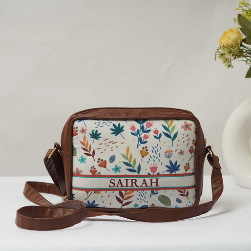 Floral Printed Structured Sling Bag - Uncommongifts.in