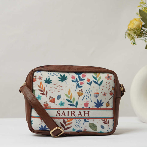 Floral Printed Structured Sling Bag - Uncommongifts.in