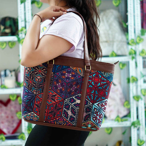 Printed Canvas Shoulder Bag Handbag - Uncommongifts.in