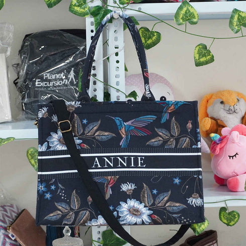 Customized Birds And Flowers Box Tote Bag - Uncommongifts.in