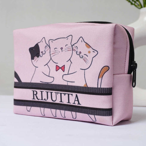Personalised Cats Printed Kids Box Pouch