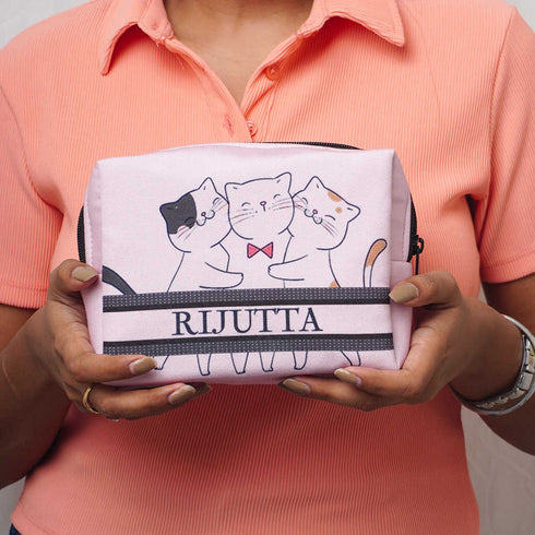 Personalised Cats Printed Kids Box Pouch