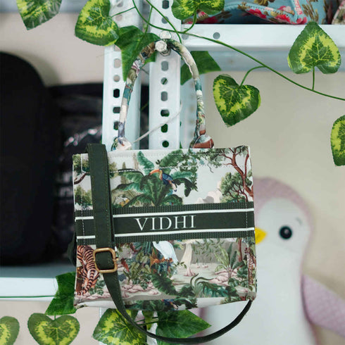Jungle Printed Customised Box Tote Bag - Uncommongifts.in