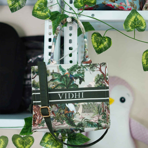 Jungle Printed Customised Box Tote Bag - Uncommongifts.in