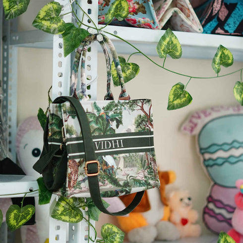 Jungle Printed Customised Box Tote Bag - Uncommongifts.in