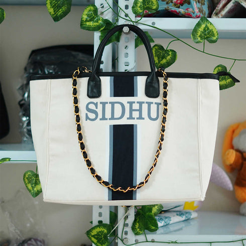 Luna Black Cream Handbag - Uncommongifts.in