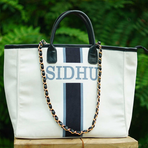 Luna Black Cream Handbag - Uncommongifts.in