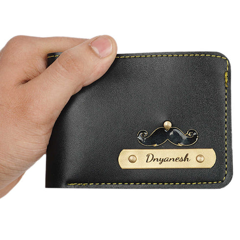 Personalised Gift Combo Men's Wallet With Charm - Black - Uncommongifts.in