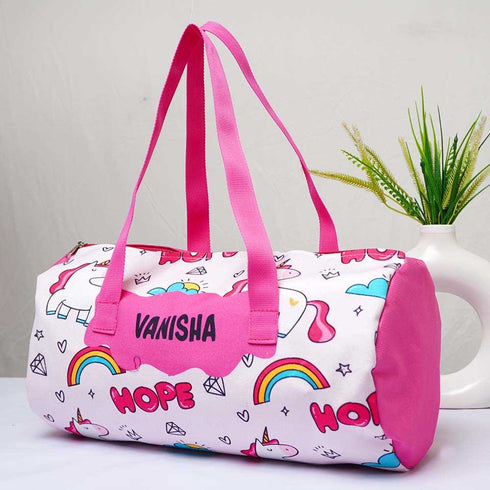 Personalized Unicorn Printed Kids Duffle Bag Gift Combo