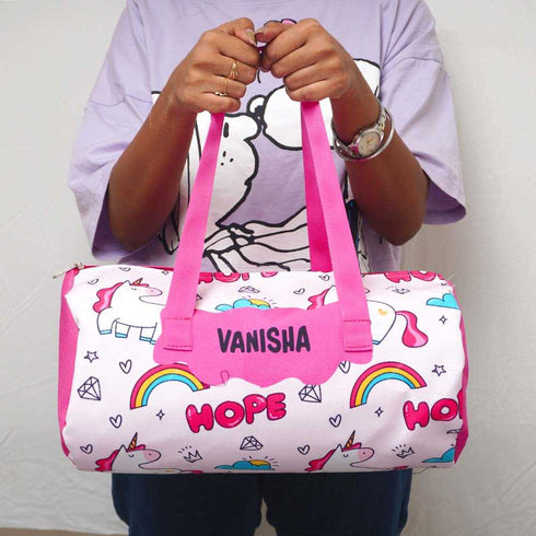 Personalised Unicorns Printed Kids Duffle Bag