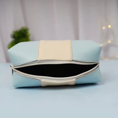Personalized PU Box Pouch with Charm - Sky Blue
