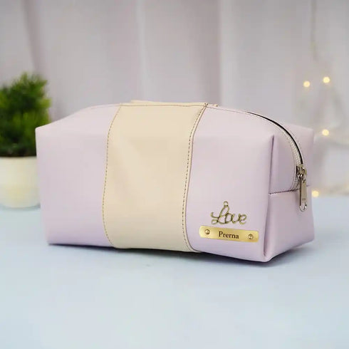 Personalized PU Box Pouch with Charm - Purple