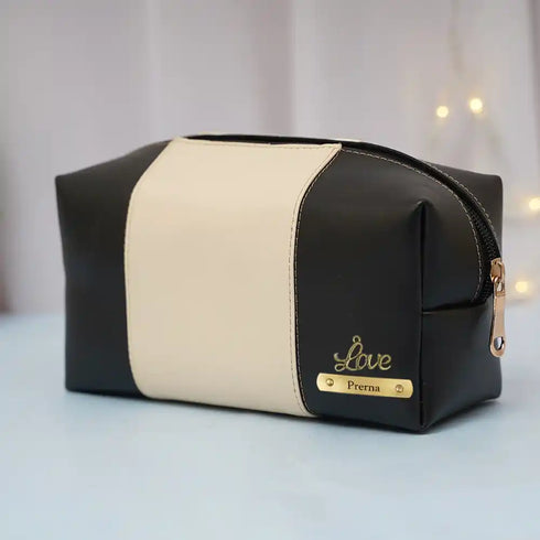 Personalized PU Box Pouch with Charm - Black